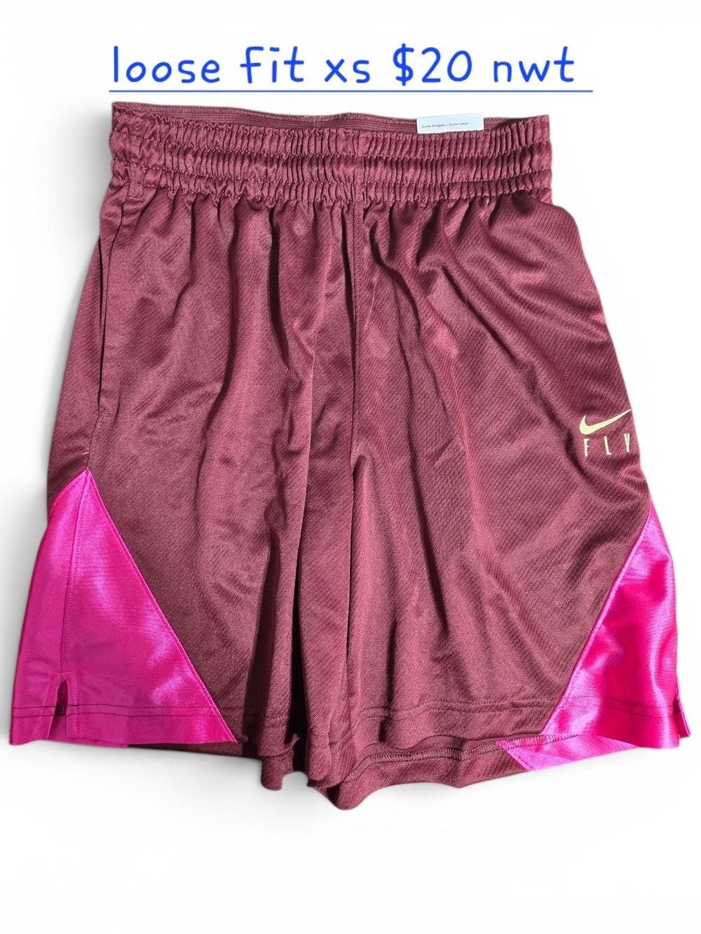 Nike Loose-Fit Athletic Shorts in Maroon & Hot Pink Accent